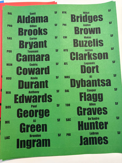 2026 Fantasy Basketball Player Labels SF 1x4