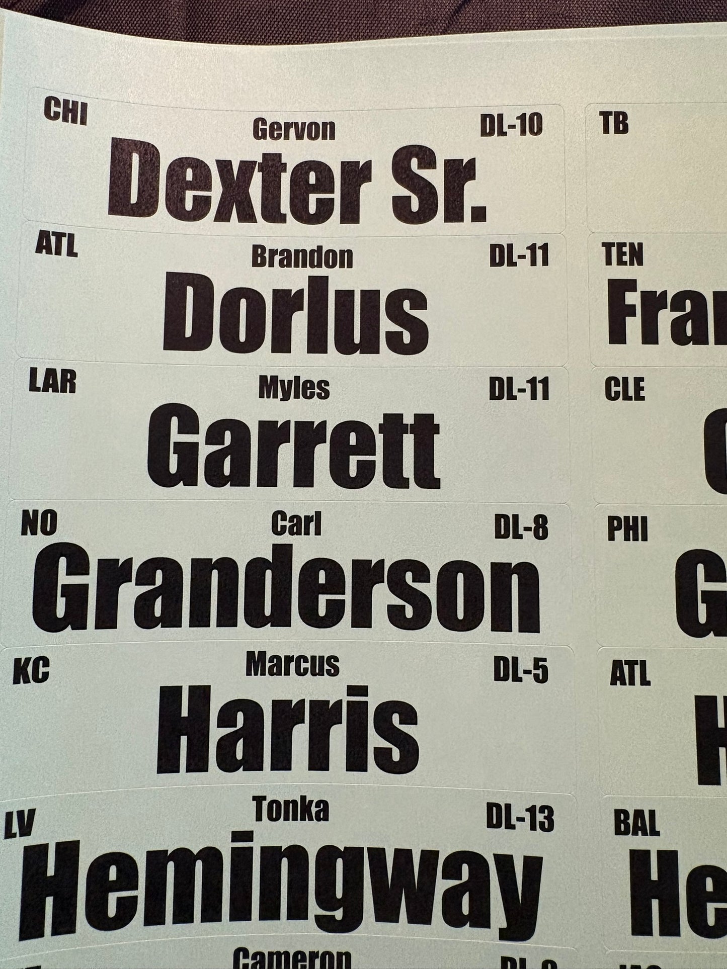 2026 Fantasy Football IDP Labels