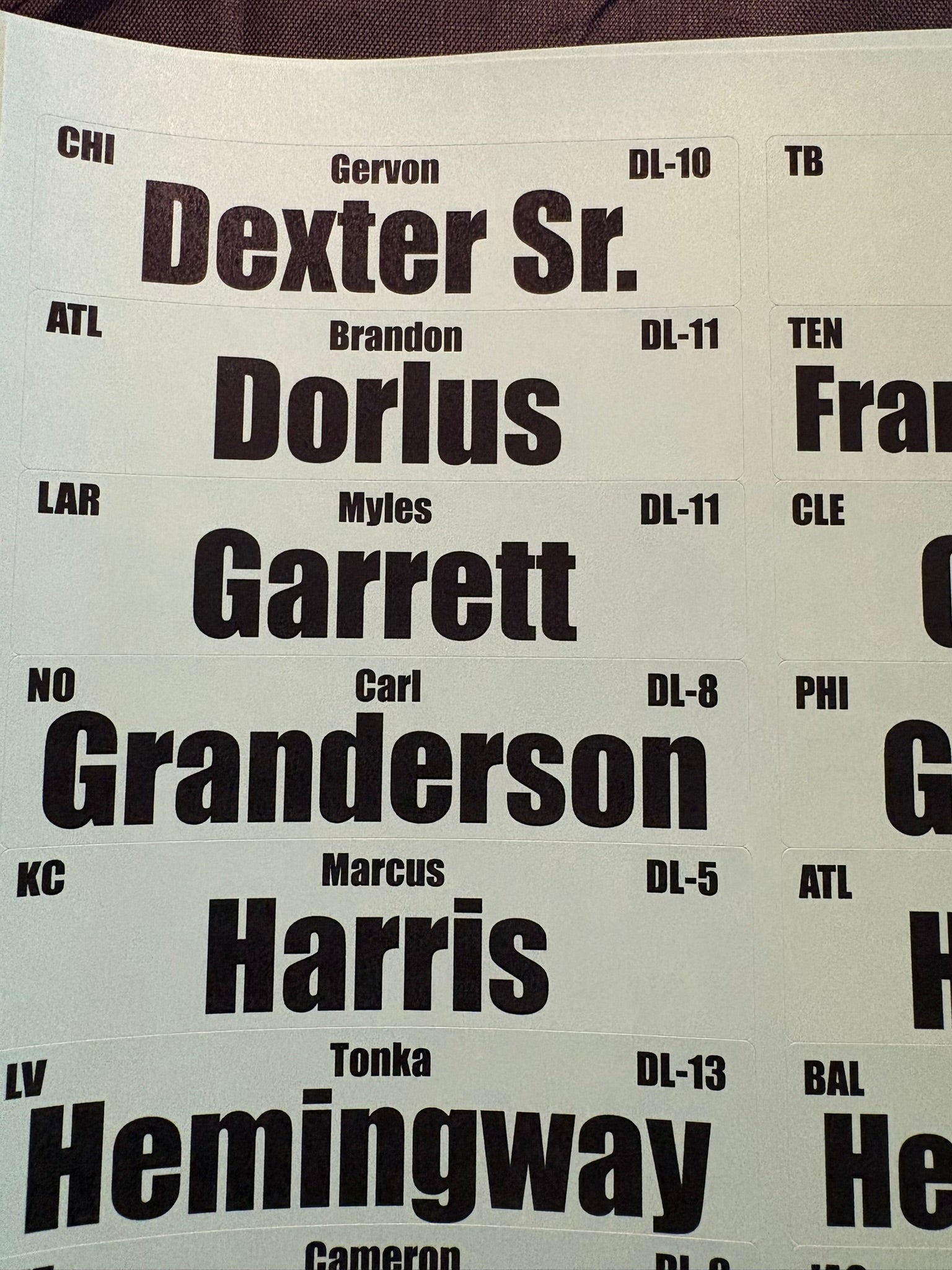 2026 Fantasy Football IDP Labels