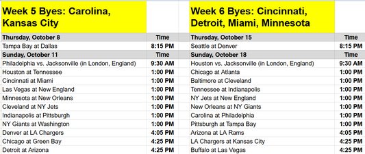 Bye Week Planner (excel)