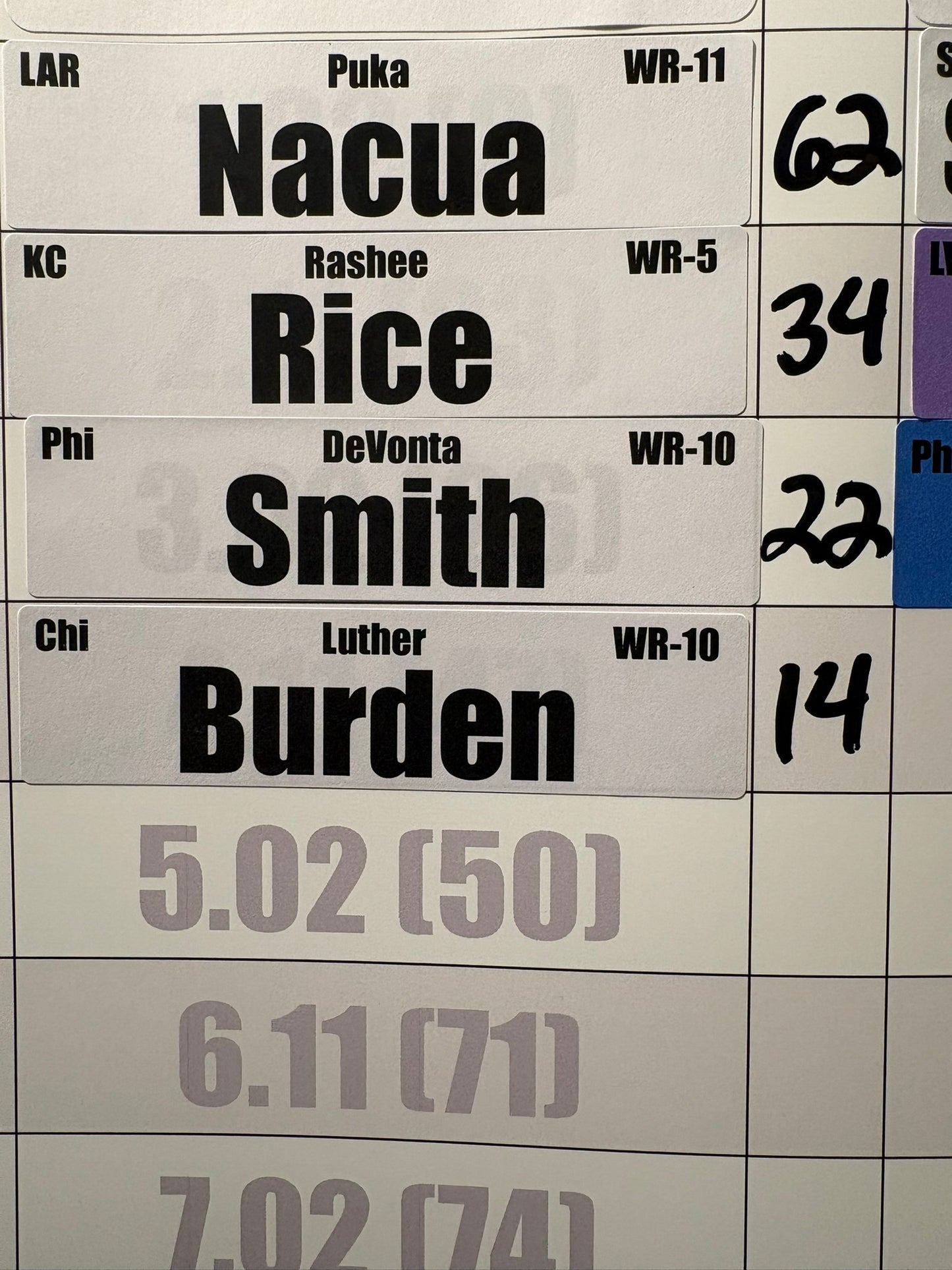 Fantasy Football Draft Board Physical