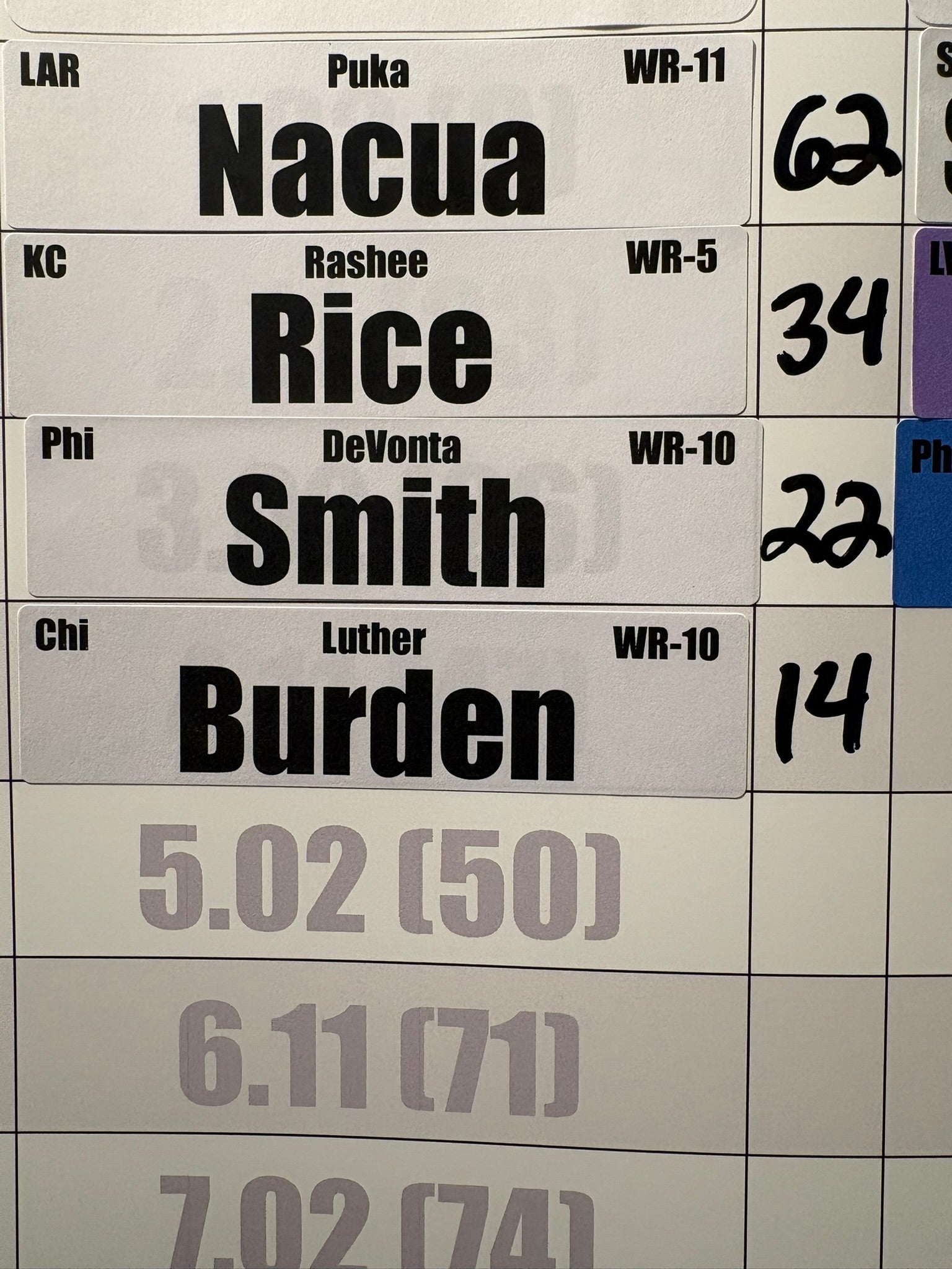 Fantasy Football Draft Board Physical
